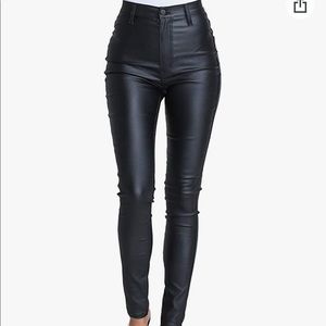 NWOT Vibrant M.i.U Black High Waisted Wax Coated Skinny Jeans